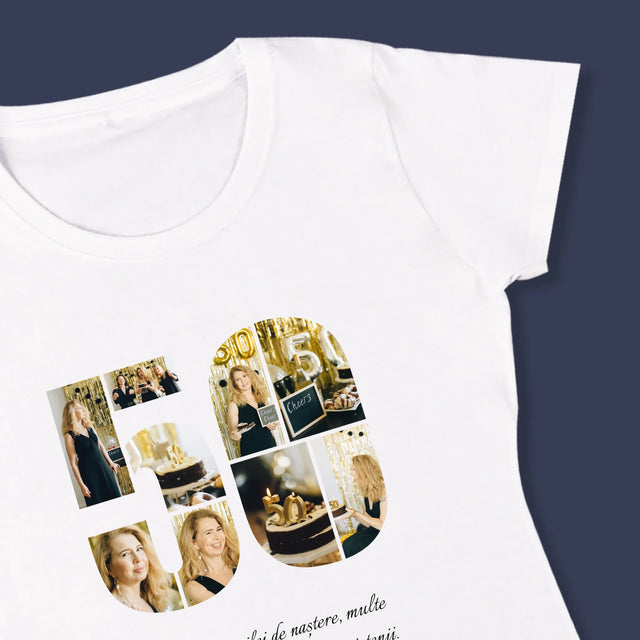 Formă Din Fotografii: A 50 Zi De Naștere - Tricou Pentru Femei