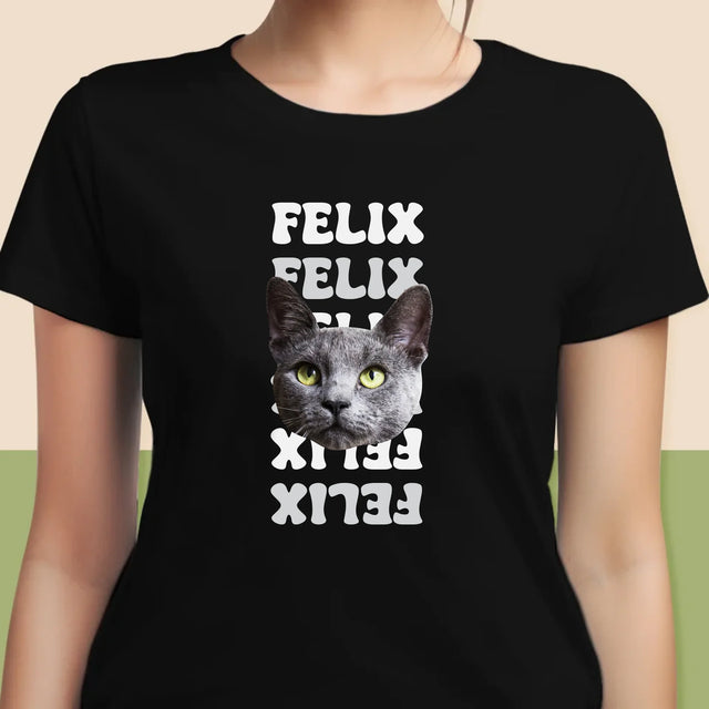 Personajul Tău: Fotografia Pisicului Cu Nume - Tricou Pentru Femei