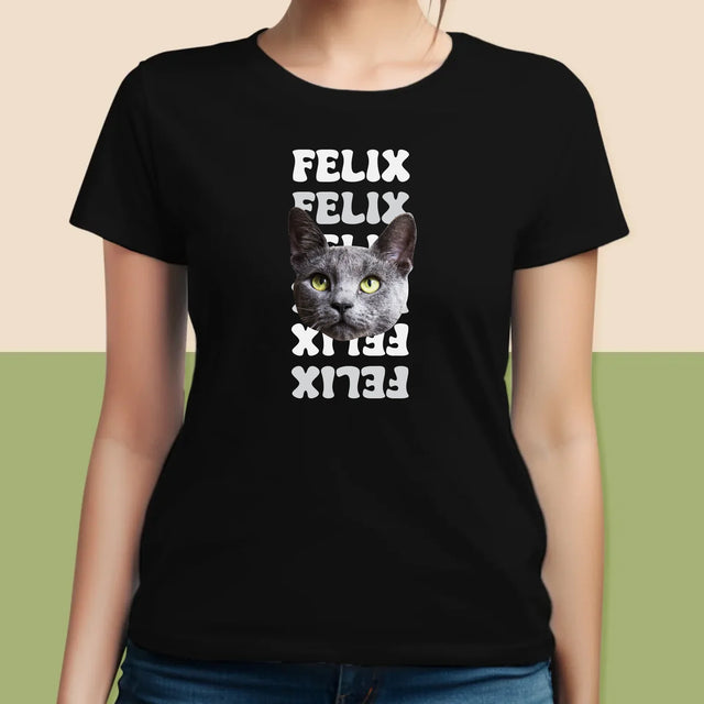 Personajul Tău: Fotografia Pisicului Cu Nume - Tricou Pentru Femei