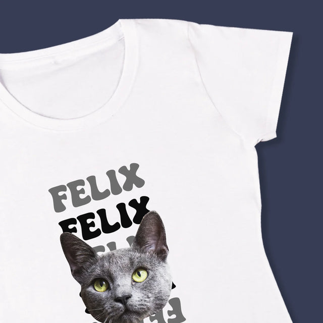 Personajul Tău: Fotografia Pisicului Cu Nume - Tricou Pentru Femei