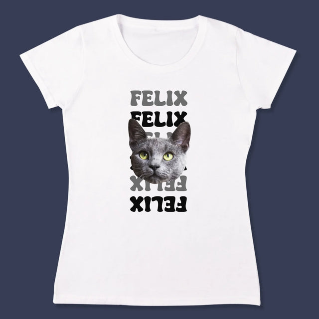 Personajul Tău: Fotografia Pisicului Cu Nume - Tricou Pentru Femei