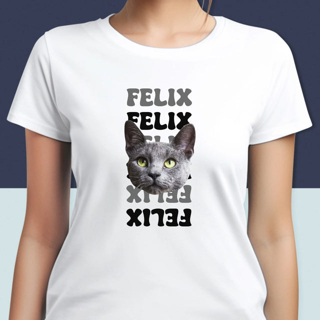 Personajul Tău: Fotografia Pisicului Cu Nume - Tricou Pentru Femei