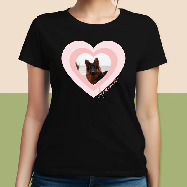 Fotografie Si Semnătură: Fotografia Cățelușului În Inimă - Tricou Pentru Femei