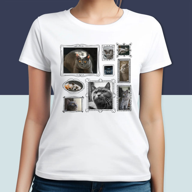 Colaj De Fotografii: Perete Galereia Cu Pisic - Tricou Pentru Femei