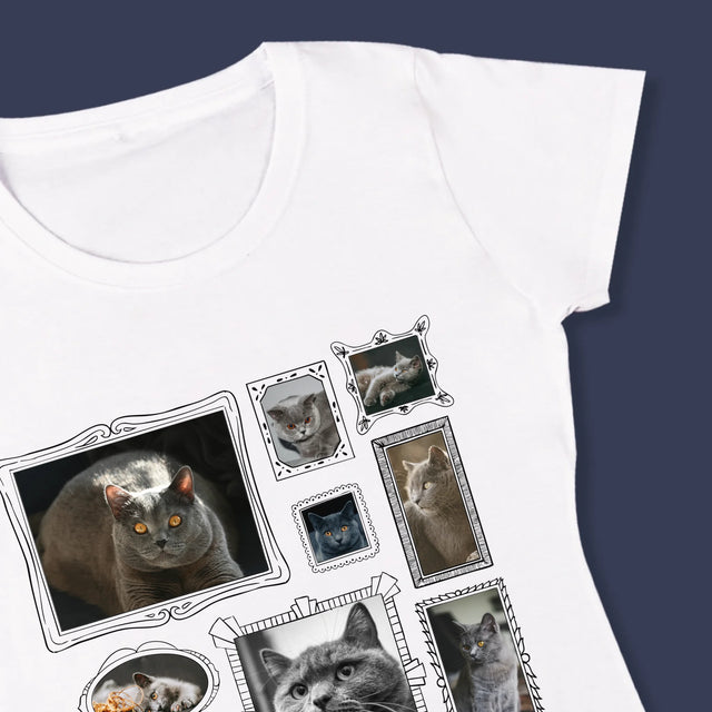 Colaj De Fotografii: Perete Galereia Cu Pisic - Tricou Pentru Femei