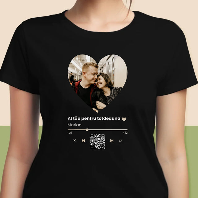 Fotografie Si Semnătură: Cântecul Nostru Inimă Cod Qr - Tricou Pentru Femei