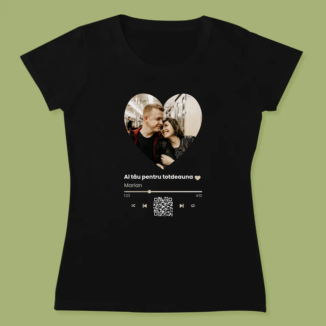 Fotografie Si Semnătură: Cântecul Nostru Inimă Cod Qr - Tricou Pentru Femei