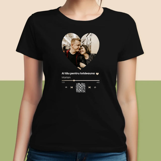 Fotografie Si Semnătură: Cântecul Nostru Inimă Cod Qr - Tricou Pentru Femei