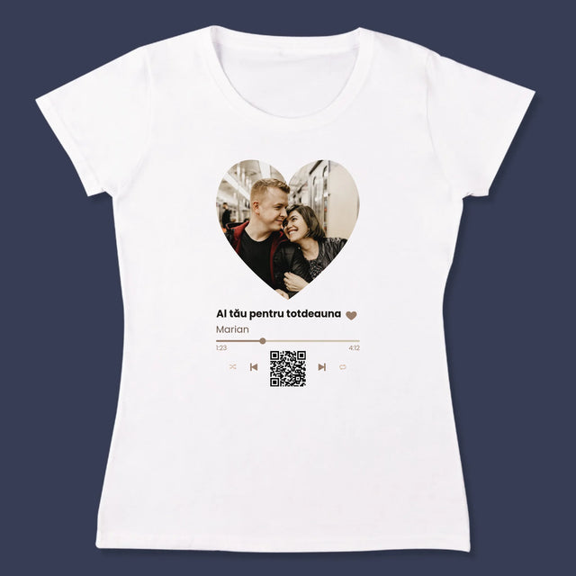 Fotografie Si Semnătură: Cântecul Nostru Inimă Cod Qr - Tricou Pentru Femei