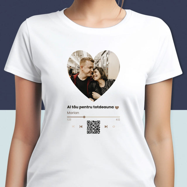 Fotografie Si Semnătură: Cântecul Nostru Inimă Cod Qr - Tricou Pentru Femei