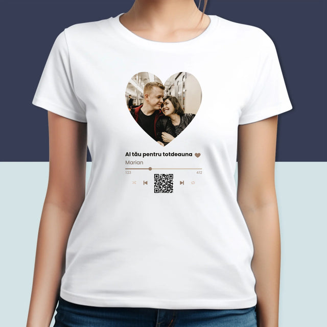 Fotografie Si Semnătură: Cântecul Nostru Inimă Cod Qr - Tricou Pentru Femei