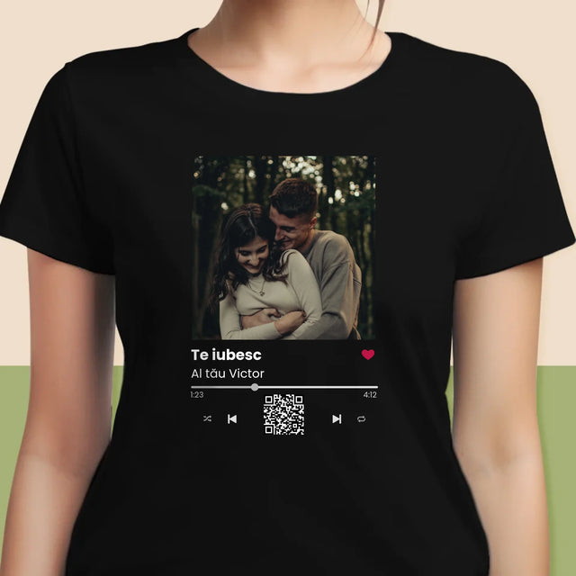 Fotografie Si Semnătură: Spotify Cu Cod Qr - Tricou Pentru Femei