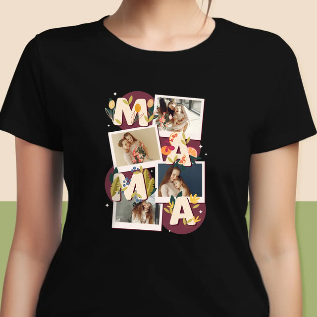 Colaj De Fotografii: Litere Mama - Tricou Pentru Femei