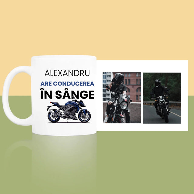 Colaj foto: Șofatul îi este în sânge - Cană imprimată | RO