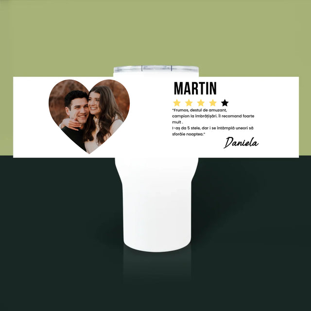 Fotografie Si Semnătură: Cel Mai Bun Băiat, Îl Recomand - Cană Termică Albă