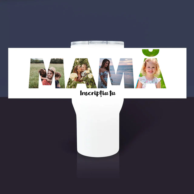 Cuvânt Din Fotografii: Mamă Din Fotografiile Tale - Cană Termică Albă