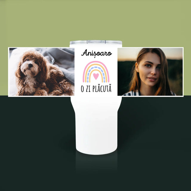 Colaj De Fotografii: O Zi Plăcută - Cană Termică Albă