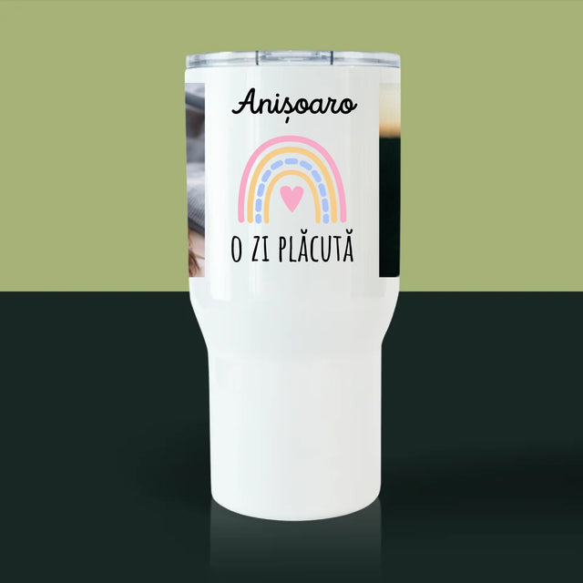 Colaj De Fotografii: O Zi Plăcută - Cană Termică Albă