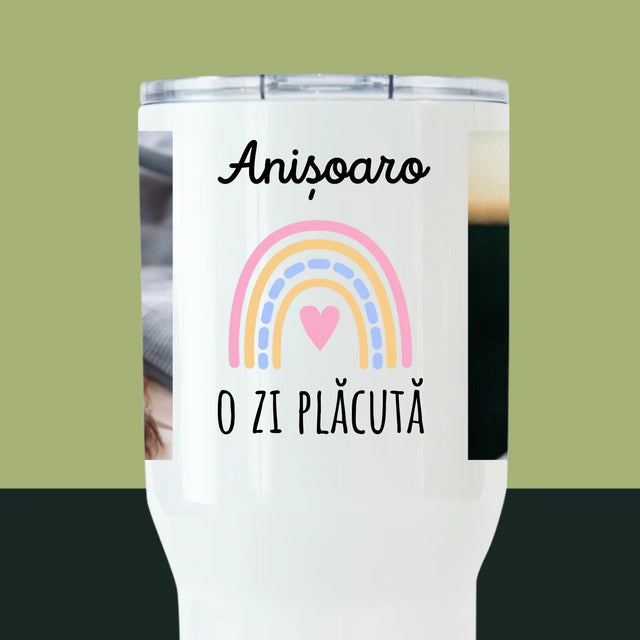 Colaj De Fotografii: O Zi Plăcută - Cană Termică Albă