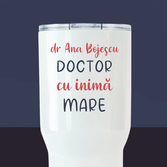 Fotografie Si Semnătură: Medic Cu Inimă Mare - Cană Termică Albă