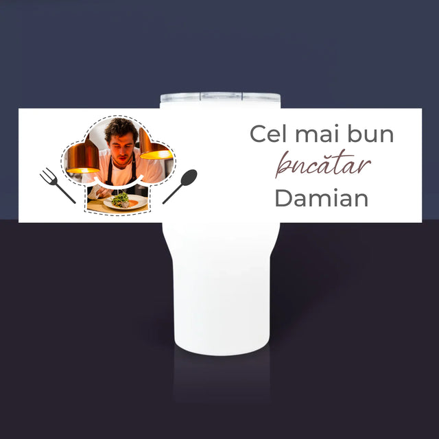 Colaj De Fotografii: Cel Mai Bun Bucătar - Cană Termică Albă