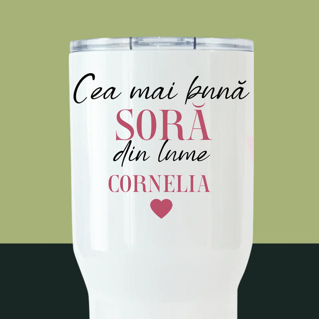 Colaj De Fotografii: Cea Mai Bună Soră Din Lume - Cană Termică Albă