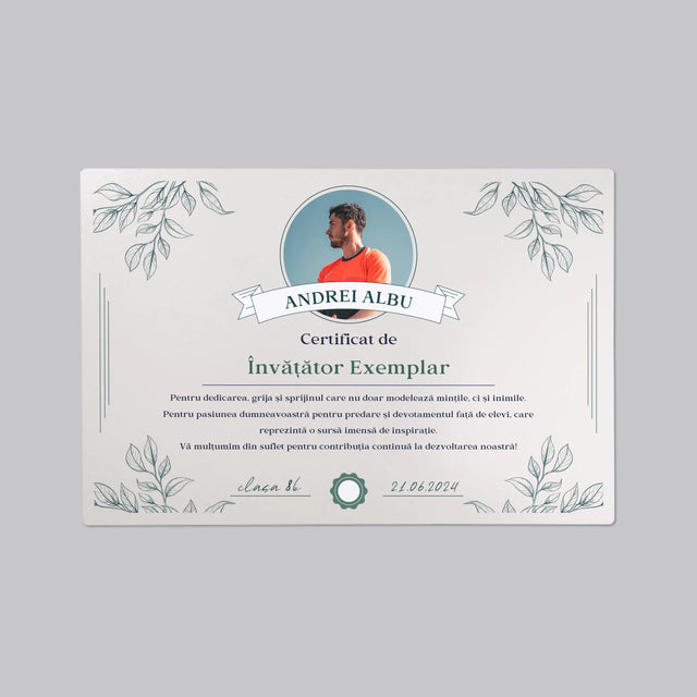 Fotografie Si Semnătură: Certificat De Învățător Exemplar - Mapa De Birou