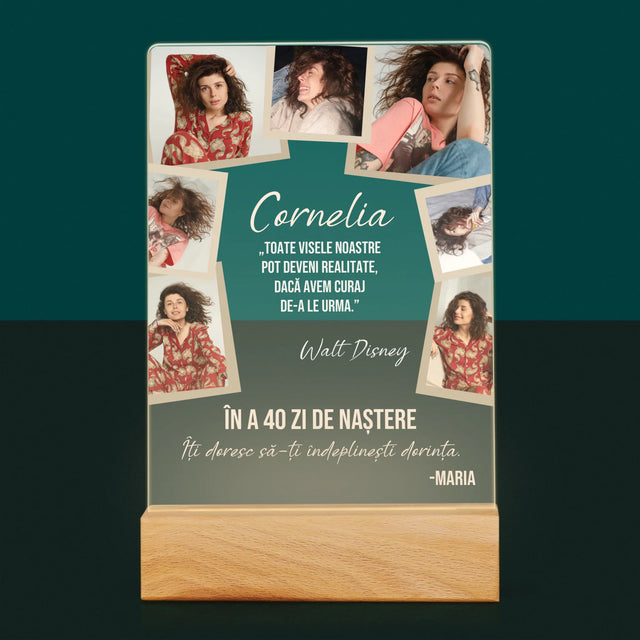 Colaj De Fotografii: 40 Zi De Naștere Realizeați Dorințele - Imprimare Pe Sticlă Acrilică (Verticală)