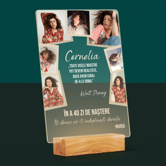 Colaj De Fotografii: 40 Zi De Naștere Realizeați Dorințele - Imprimare Pe Sticlă Acrilică (Verticală)