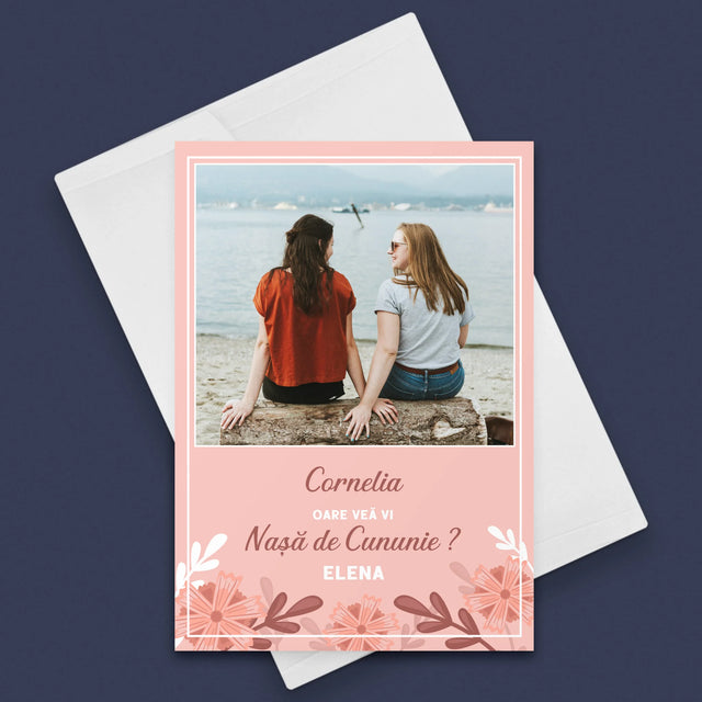 Colaj De Fotografii: Cerere La Nașă De Cununie - Card Cu Felicitări