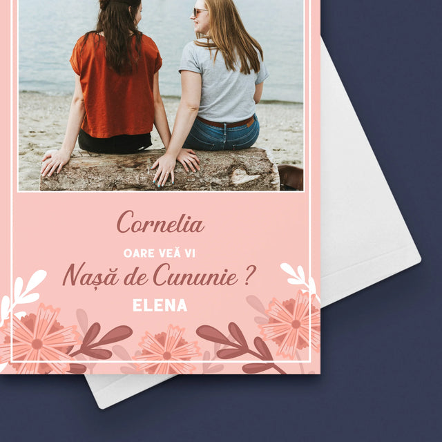 Colaj De Fotografii: Cerere La Nașă De Cununie - Card Cu Felicitări