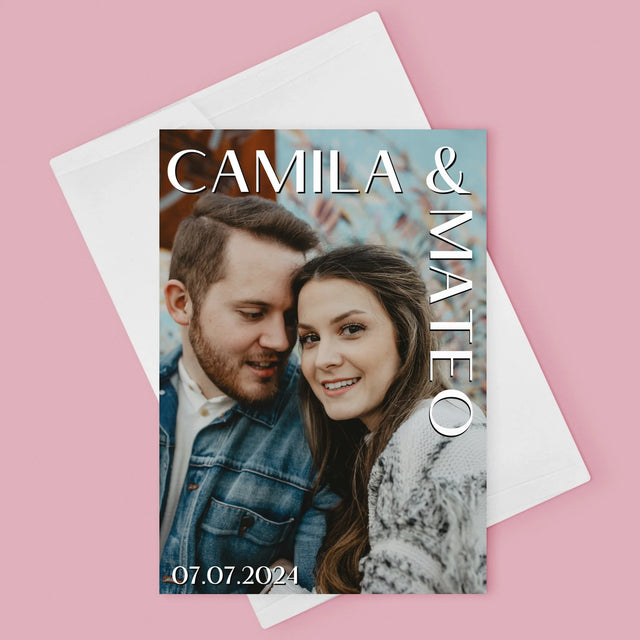 Fotografie Si Semnătură: Nume Nuntă - Card Cu Felicitări