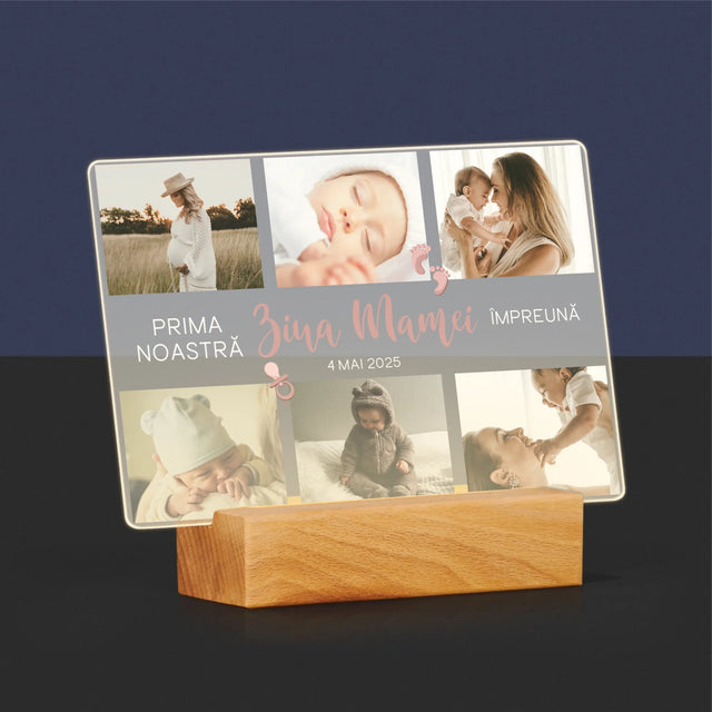 Colaj De Fotografii: Prima Noastră Zi A Mamei - Imprimare Pe Sticlă Acrilică (Horizontală)