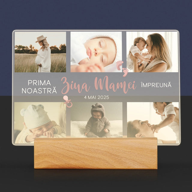 Colaj De Fotografii: Prima Noastră Zi A Mamei - Imprimare Pe Sticlă Acrilică (Horizontală)