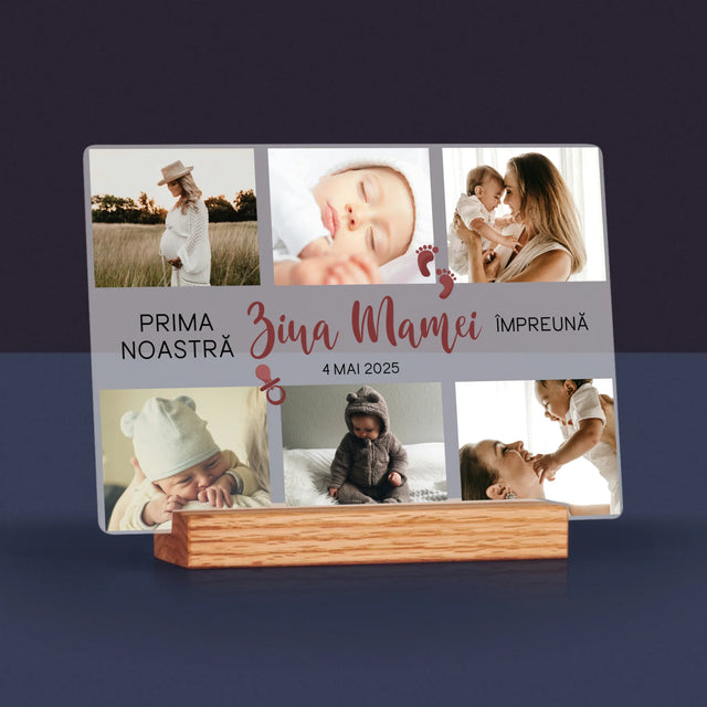 Colaj De Fotografii: Prima Noastră Zi A Mamei - Imprimare Pe Sticlă Acrilică (Horizontală)