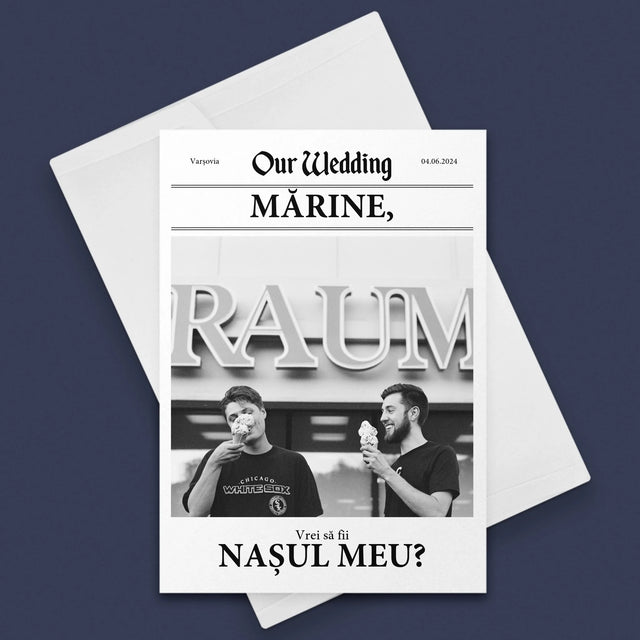 Fotografie Si Semnătură: Our Wedding Naș - Card Cu Felicitări