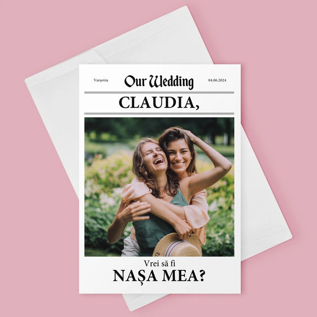 Fotografie Si Semnătură: Our Wedding Nașa - Card Cu Felicitări