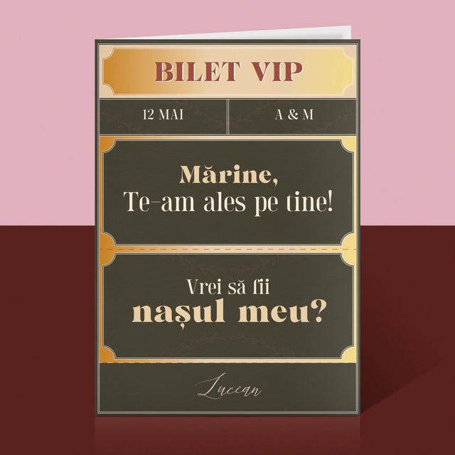 Numele Și Semnătura: Bilete Vip Naș - Card Cu Felicitări