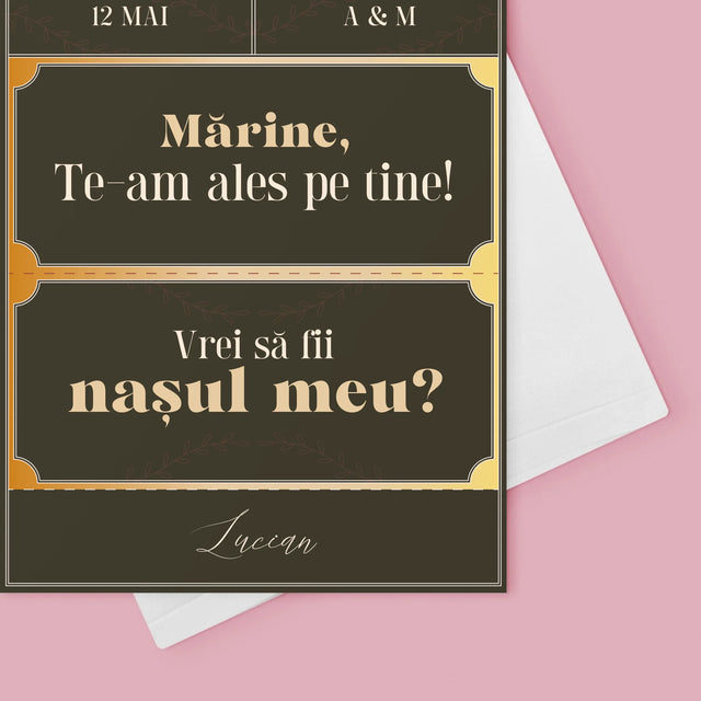 Numele Și Semnătura: Bilete Vip Naș - Card Cu Felicitări