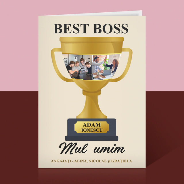Colaj De Fotografii: Cupa Best Boss - Card Cu Felicitări