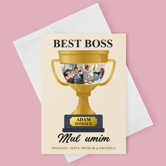 Colaj De Fotografii: Cupa Best Boss - Card Cu Felicitări