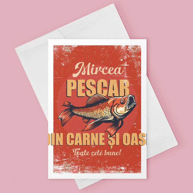 Numele Și Semnătura: Pescar Din Carne Și Oase - Card Cu Felicitări