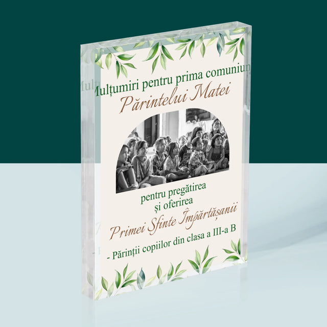Fotografie Si Semnătură: Mulțumiri Pentru Prima Comuniune - Bloc Acrilic
