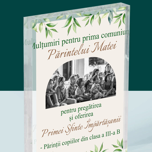 Fotografie Si Semnătură: Mulțumiri Pentru Prima Comuniune - Bloc Acrilic