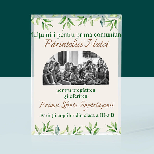 Fotografie Si Semnătură: Mulțumiri Pentru Prima Comuniune - Bloc Acrilic