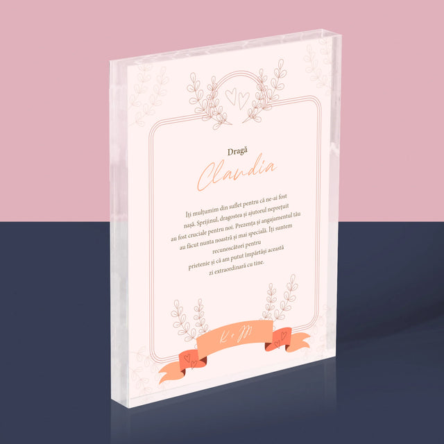 Numele Și Semnătura: Mulțumiri Pentru Nașă - Bloc Acrilic