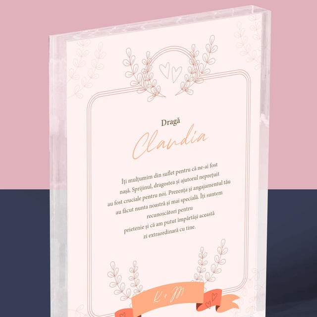 Numele Și Semnătura: Mulțumiri Pentru Nașă - Bloc Acrilic