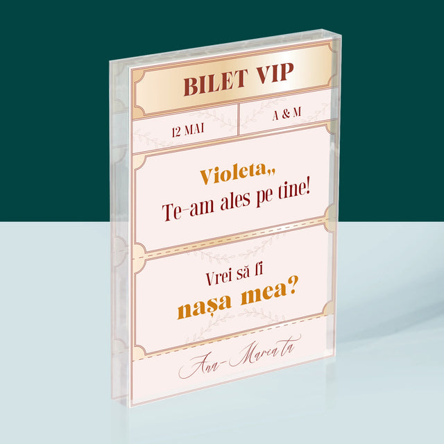 Numele Și Semnătura: Bilete Vip Nașă - Bloc Acrilic