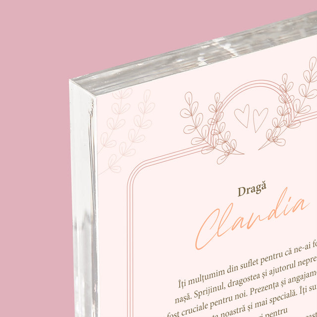 Numele Și Semnătura: Mulțumiri Pentru Nașă - Bloc Acrilic