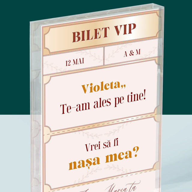 Numele Și Semnătura: Bilete Vip Nașă - Bloc Acrilic